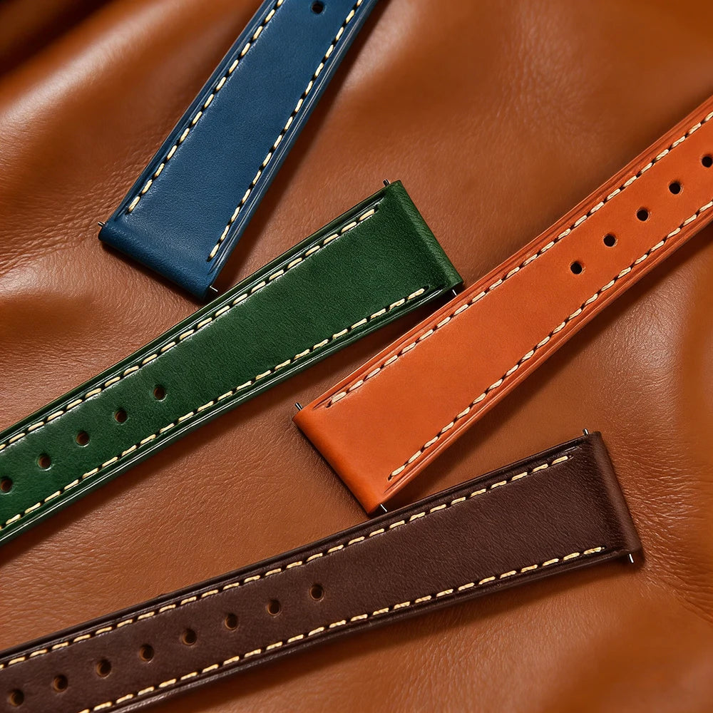 Vintage Leather Watch Strap for Cartier Tissot Omega, Men's and Women's, Quick Release Leather Watch Band, 18mm 20mm 22mm, Vegetable Tanned Design