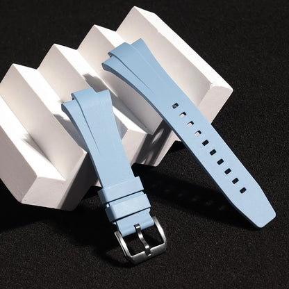 Ajustement parfait pour le bracelet en caoutchouc Tissot PRX 40 FKM avec fermoir à ardillon argenté - 12 mm pour les bracelets de montre Powermatic 80 (unisexe)