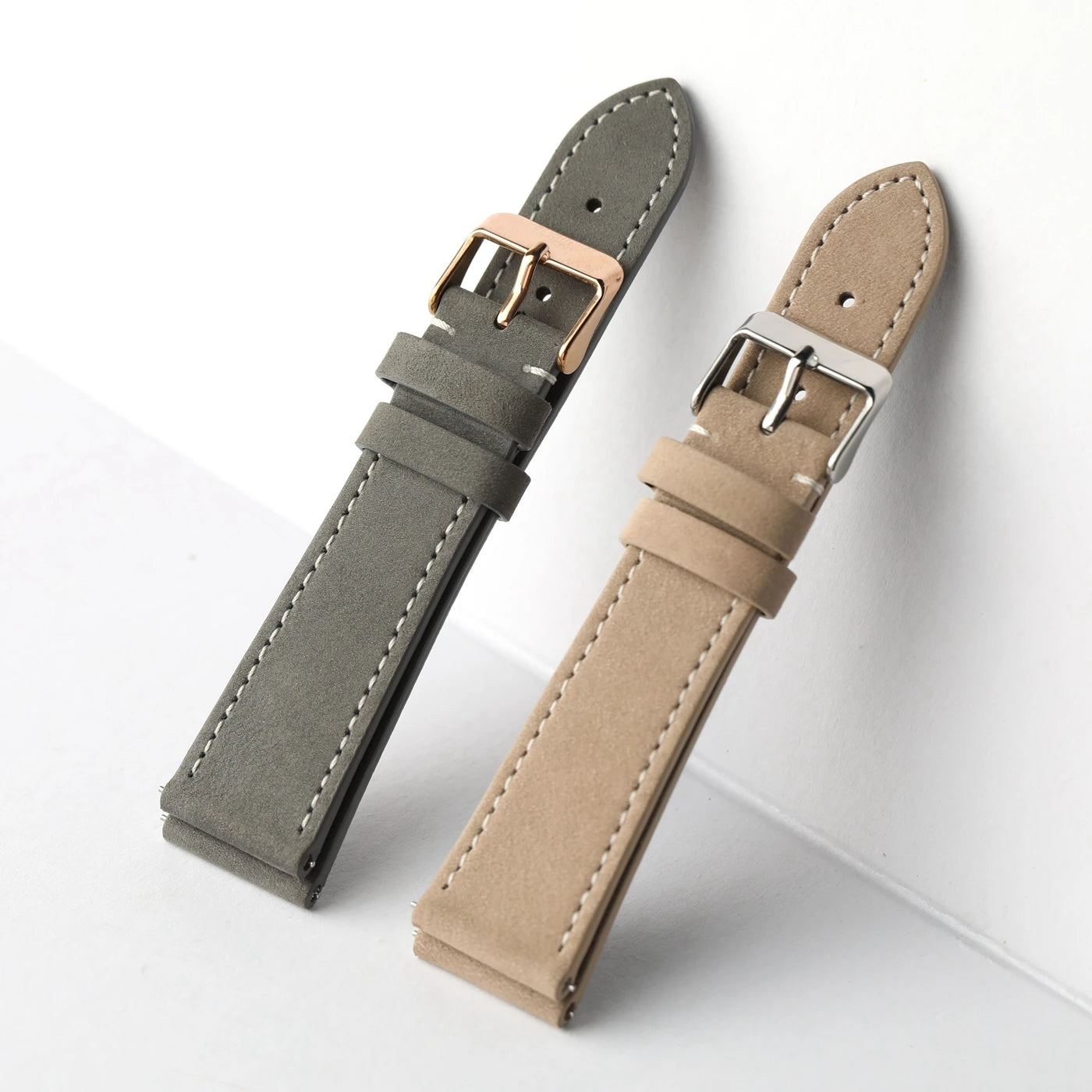 Bracelet en cuir givré fait à la main, 18 19 20 22MM, à dégagement rapide, en cuir de vache souple, vintage, bracelet de montre taille S/M pour hommes