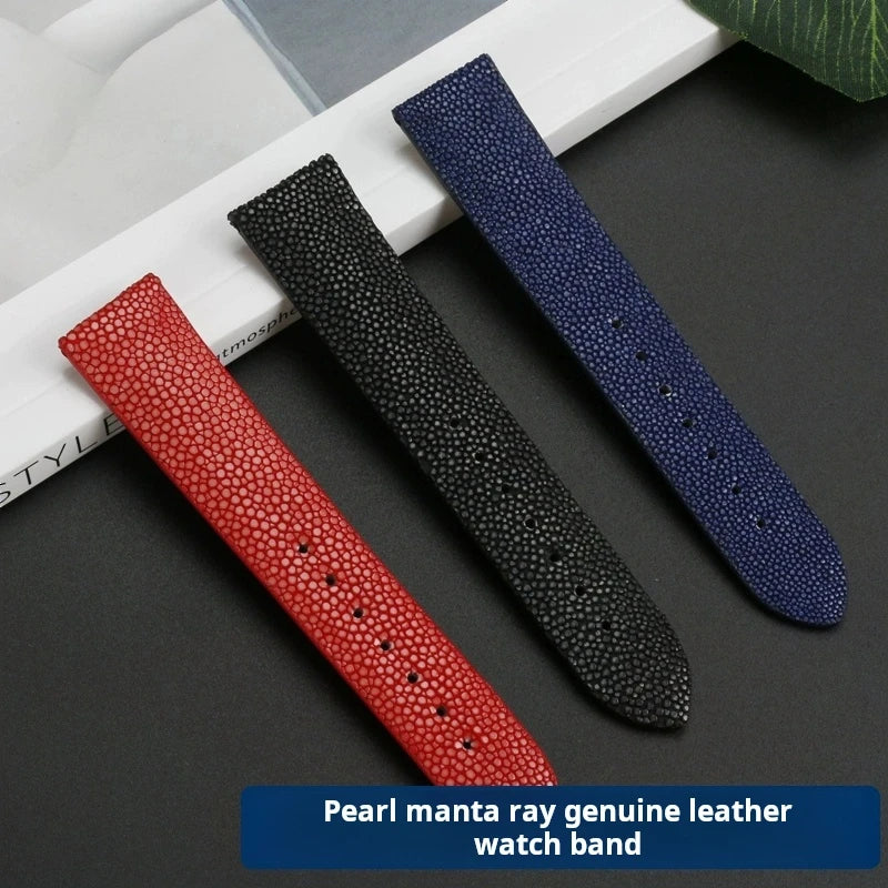 Bracelet de montre en peau de poisson perle pour Huawei TISSOT Omega Mido Tudor bracelet de montre en cuir Manta Ray pour hommes et femmes 20mm 22mm