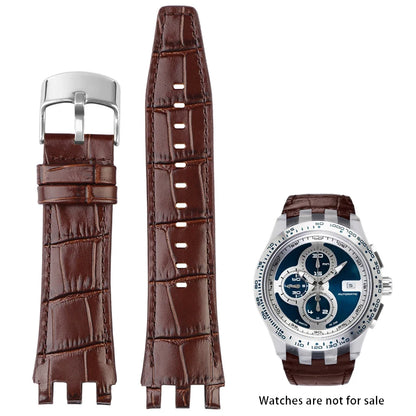 Bracelet de montre en cuir de vache, 22mm, noir, marron, bleu, blanc, avec outils, pour Swatch SVGK407 SVGK406 SVGK409 SVGK403