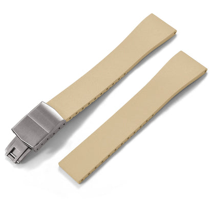 New CTS Fluororubber FKM Watch Straps 16mm 18mm 19mm 20mm 21mm 22mm Cut-to-Size Quick Release Butterfly Silver Buckle Watch Straps