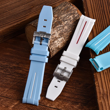 STAPELP Bracciale per orologio in gomma con estremità curva da 20 mm adatto per Omega X s-watch Joint Moon cinturini per orologi uomo donna Cinturino impermeabile