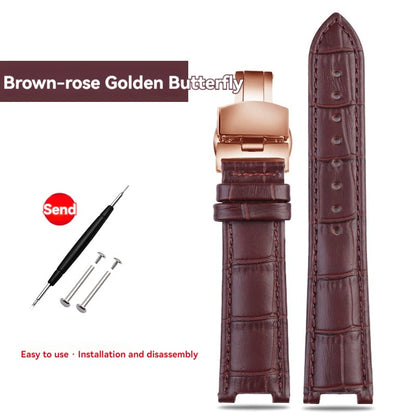Green and brown calfskin leather watch strap, cowhide leather watch strap, Brosthree Eyed PARKER series, MK2277, 2425, 2290, 2281, 2280, MK6985, 6984, MK5354