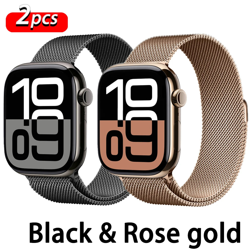 Apple Watch 米兰尼斯表带，46mm 44mm 45mm 40mm 42mm 41mm，适配 iWatch 系列 11 10 9 8 SE 7 6 Ultra 3 2