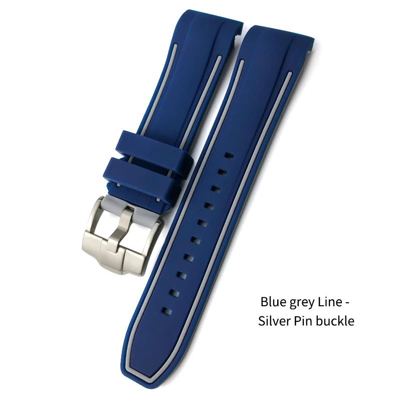 Bracelet de montre en caoutchouc naturel à extrémité incurvée de 23mm, pour Blancpain five Fathoms 5000 5015, en Silicone souple, noir, étanche