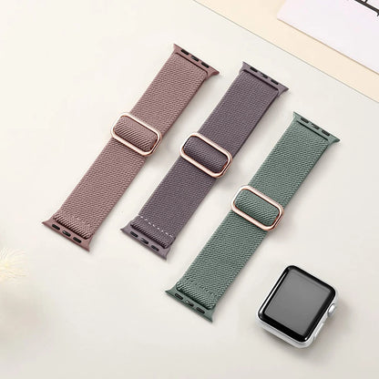 Lot de 3 bracelets élastiques en nylon pour Apple Watch Series 10/11 42mm 46mm, boucle sportive extensible en nylon pour iWatch Series 10 9 8 7 6 5 4