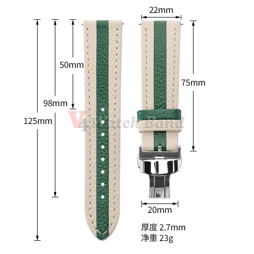 Cinturino colorato in vera pelle di vitello 22mm 20mm per orologio Seiko, cinturino per orologio Omega Business con fibbia a farfalla