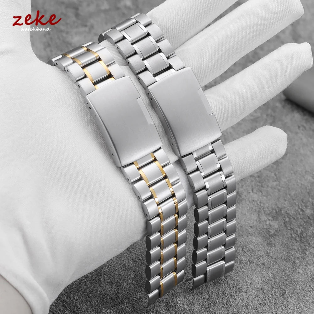 16mm 18mm 20mm 22mm 24mm extrémité droite incurvée Bracelet de montre en acier inoxydable argent or noir métal fermoir pliant Bracelet avec outil