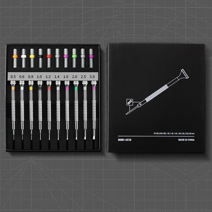 Jeu de tournevis de précision 0.5-3.0mm, Kit d'outils de réparation de montres, tournevis pour montres, lunettes, outils d'horloger de téléphone portable 10 pièces