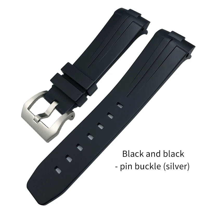 Bracelet de montre en caoutchouc naturel à extrémité incurvée de 24mm, pour Panerai LUMINOR SUBMERSIBLE PAM, en Silicone, étanche, boucle papillon