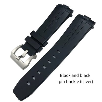 Bracelet de montre en caoutchouc naturel à extrémité incurvée de 24mm, pour Panerai LUMINOR SUBMERSIBLE PAM, en Silicone, étanche, boucle papillon