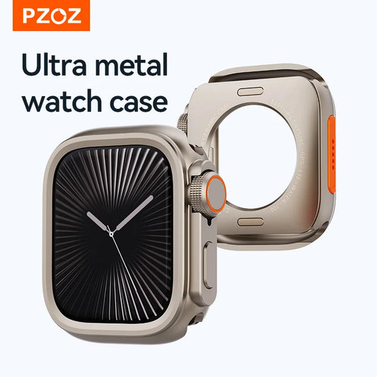PZOZ per iWatch Ultra 2 3 PC Cover posteriore in metallo per Apple Watch Serie 11 10 9 8 7 SE 6 45mm 44mm Aggiornamento a Ultra 49mm