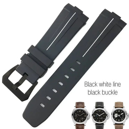 Bracelet de montre en caoutchouc naturel à extrémités courbes, 24mm, pour Panerai LUMINOR PAM00357 00111 01312, bracelet de montre en Silicone, outils gratuits