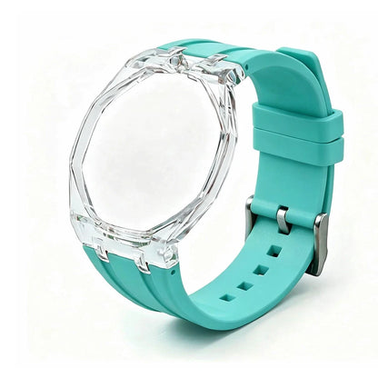 Cassa in plastica trasparente Glacier + cinturino in silicone per orologio da taschino AP X Swatch Royal Pop, trasformatore da orologio da taschino a cinturino in caucciù