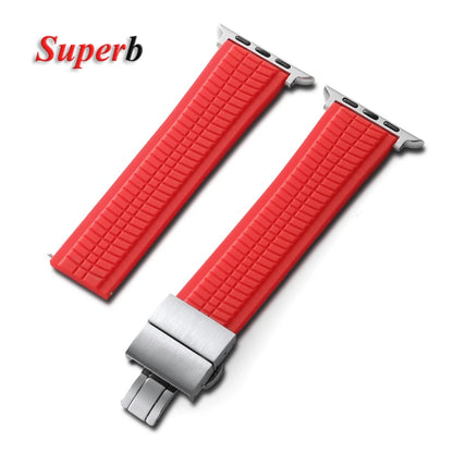 Rubber band for Apple Watch, 46mm 45mm 44mm 42mm, for Iwatch Ultra 2 1 49mm Series 10 9 8 7 Se 6 5 Se, Luxury strap