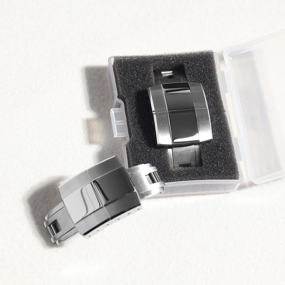 316L Stainless Steel Daytona Deployment Clasp, 16mm 18mm 20mm, Replacement, Two Tone Brushed Polished Finish Buckle