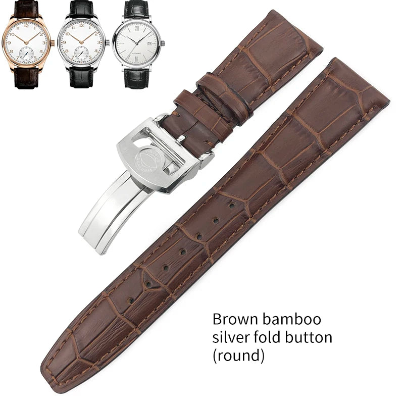 Bracelet de montre en cuir véritable pour hommes, 20mm, 21mm, 22mm, pour IWC, portugais, pilote, marron, noir, bleu