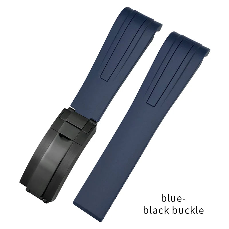 Uhrenarmband aus Kautschuk und Silikon, gebogenes Ende, 18mm 19mm 20mm 21mm 22mm, für Submariner DayRequiRolex Gstuff IWC Pilot, Uhrenarmband-Zubehör