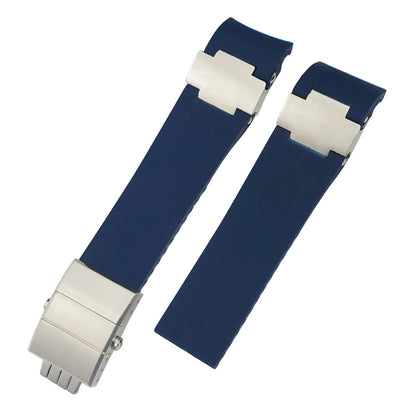 Bracelet de montre en caoutchouc de silicone à extrémité incurvée de 22mm, pour Ulysse Nardin 263 DIVER, noir, bleu, ondulé, étanche