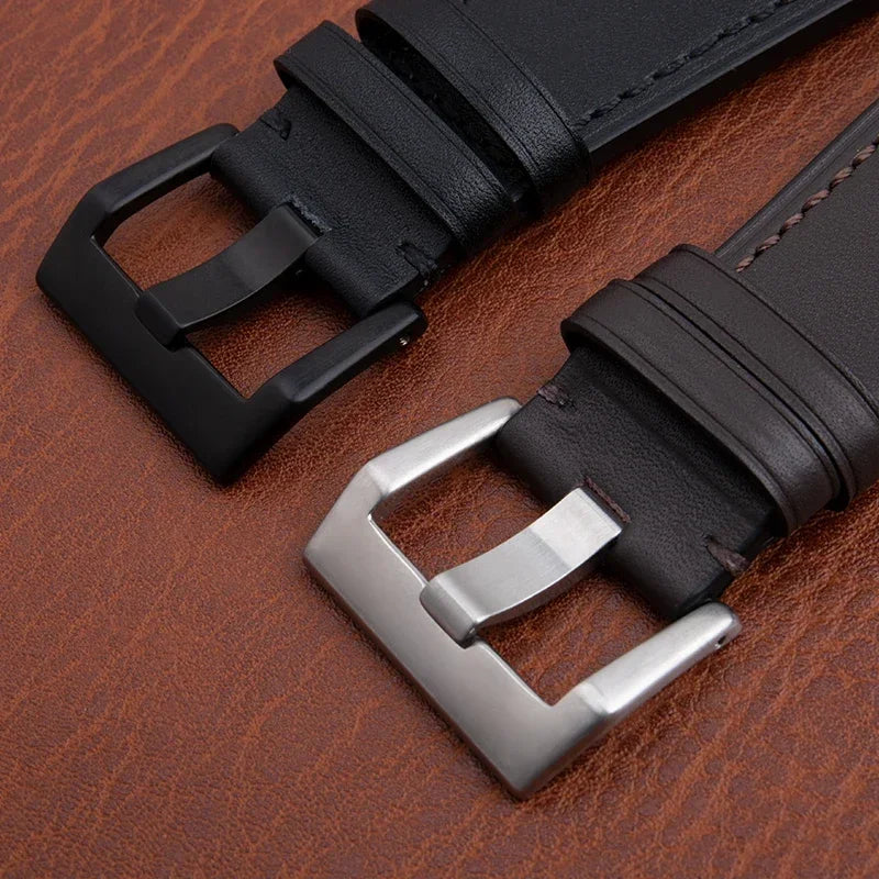 Bracelet de montre en cuir véritable de haute qualité, 34x24mm, convexe, pour Bell Strap Ross BR-01 BR-03, avec boucle à ardillon