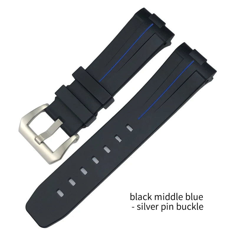 Bracelet de montre en caoutchouc et Silicone 24mm, extrémité incurvée pour PANERAI, boucle pliante, noir, vert, Orange, Bracelets de plongée, outils gratuits