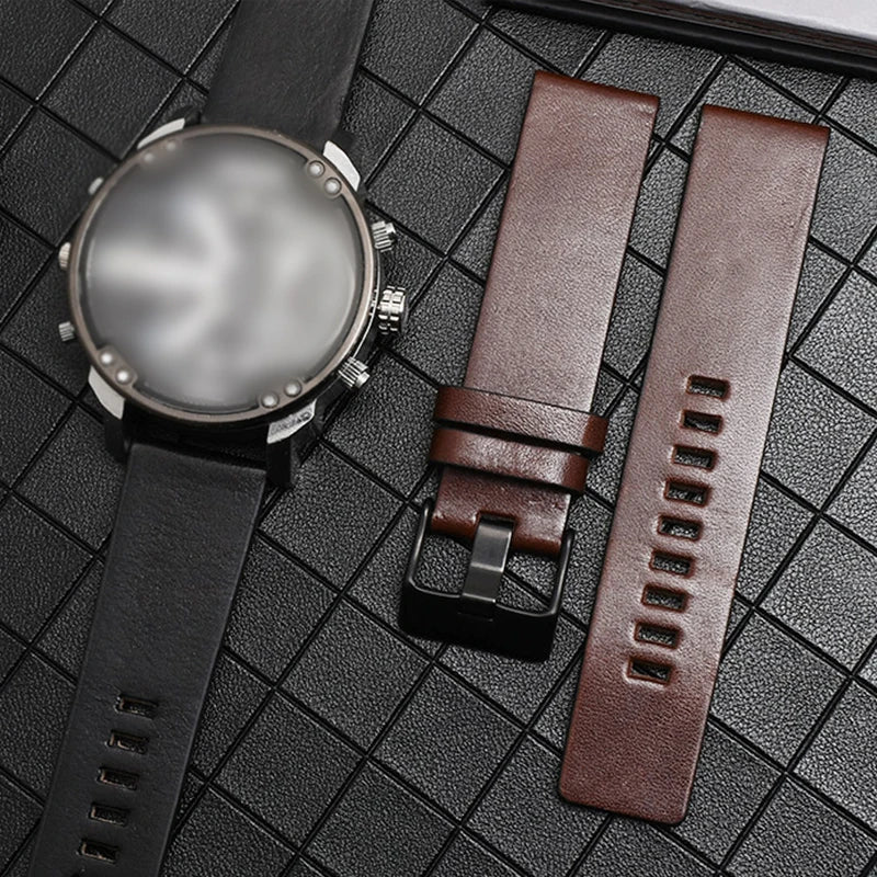 22 24 26 28 30mm 32mm Leather Watch Strap for Diesel Watch, Wristwatch Band for DZ4343 DZ7293 DZ7333