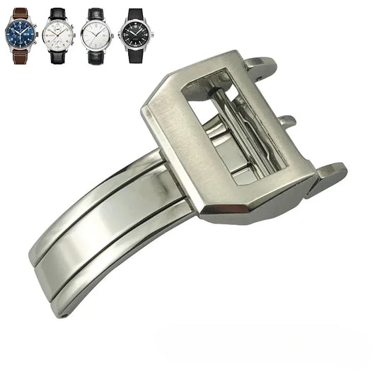 Bracciale per orologio IWC Pilots Portofino Family in acciaio inossidabile con fibbia pieghevole da uomo, 18 mm
