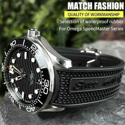 Bracelet de montre souple en caoutchouc et Silicone, 19mm 21mm 20mm, adapté à Omega Speedmaster 326, Seamaster 300, outils de Sport noirs