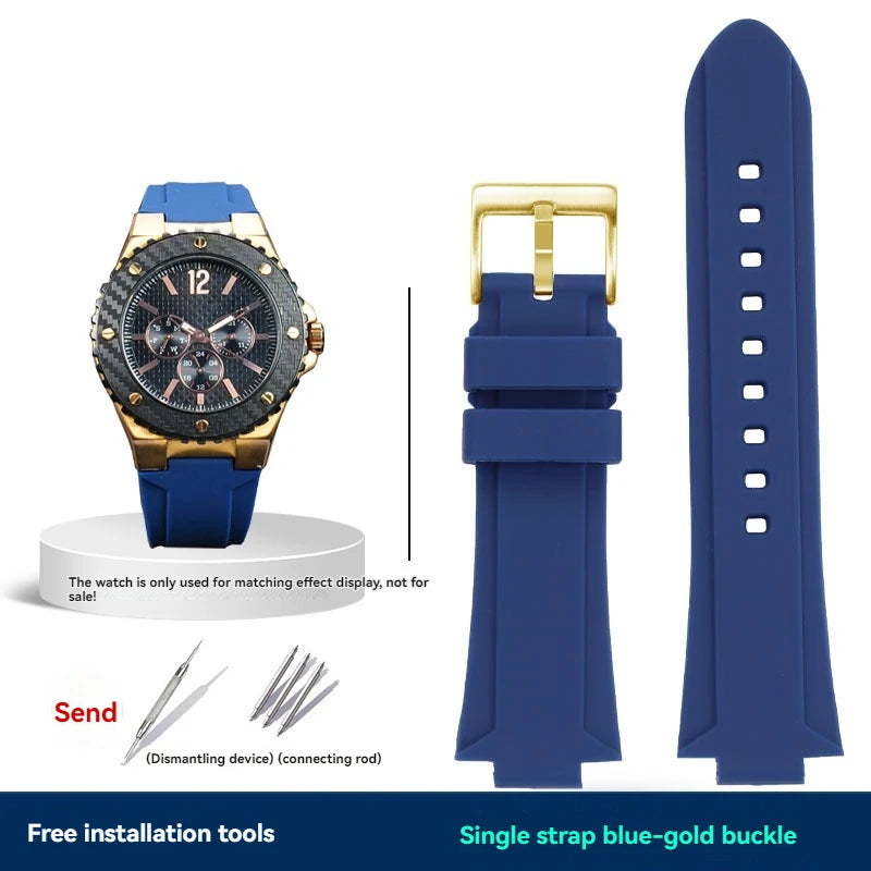 Cinturino per orologio GUESS serie W0149L5 in morbida resina siliconica con apertura convessa, cinturino impermeabile da 26x14 mm.
