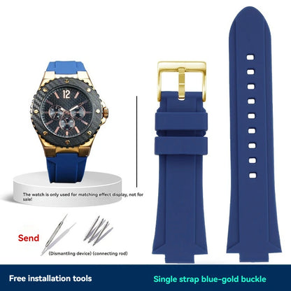 Cinturino per orologio GUESS serie W0149L5 in morbida resina siliconica con apertura convessa, cinturino impermeabile da 26x14 mm.