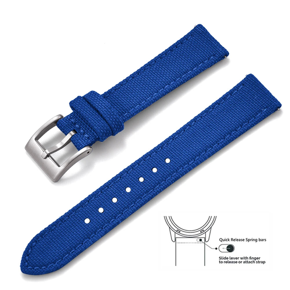 Bracelets en toile et Nylon en cuir, 18mm, 20mm, 22mm, à dégagement rapide, en tissu Vintage, pour montres Huawei Samsung