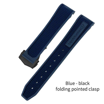 Soft Rubber and Silicone Watch Strap, 19mm 21mm 20mm 18mm, for Omega Speedmaster Seamaster 300 Sport Watch, Black and Blue Bracelets