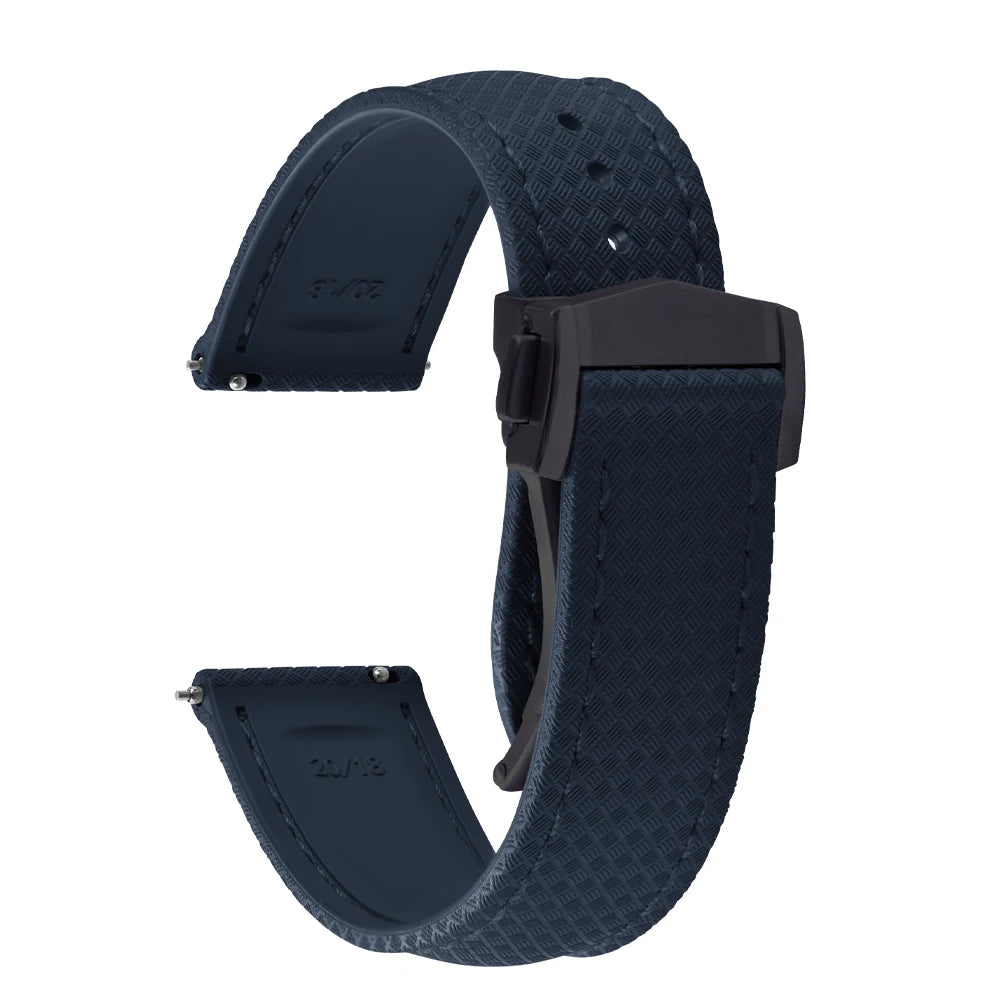 FKM Waterproof Rubber Watch Band Quick Release Deployment Clasp Straps 20mm 22mm Universal Watch Bracelet