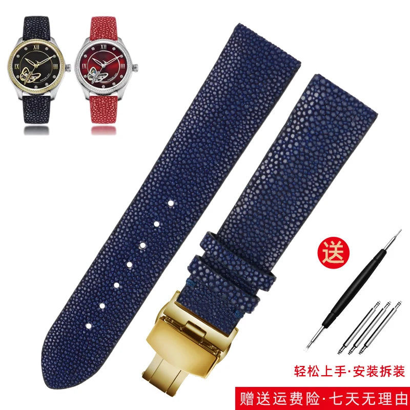 Bracelet de montre en peau de poisson perle pour Huawei TISSOT Omega Mido Tudor bracelet de montre en cuir Manta Ray pour hommes et femmes 20mm 22mm
