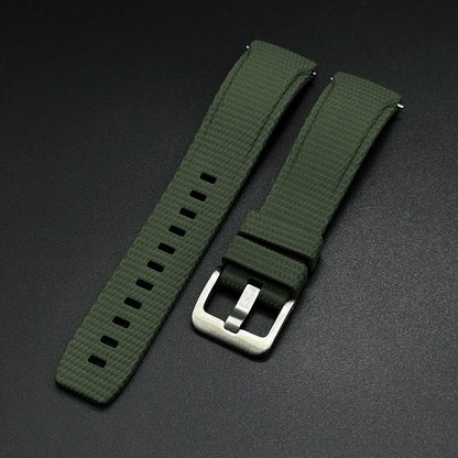 Cinturino in gomma FKM curvo a sgancio rapido per Omega Seamaster, Rolex, Seiko, Longines, Tissot, 20 mm, 21/22 mm