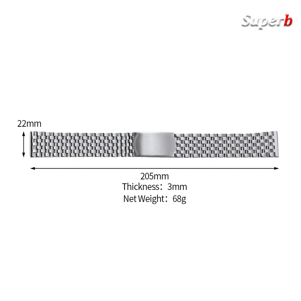 Bracelet de montre en acier inoxydable 20 mm 22 mm pour Omega pour Seiko, bracelet métallique à extrémités plates, bracelet de remplacement pour affaires, accessoires de montre