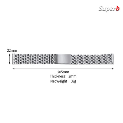 Bracelet de montre en acier inoxydable 20 mm 22 mm pour Omega pour Seiko, bracelet métallique à extrémités plates, bracelet de remplacement pour affaires, accessoires de montre