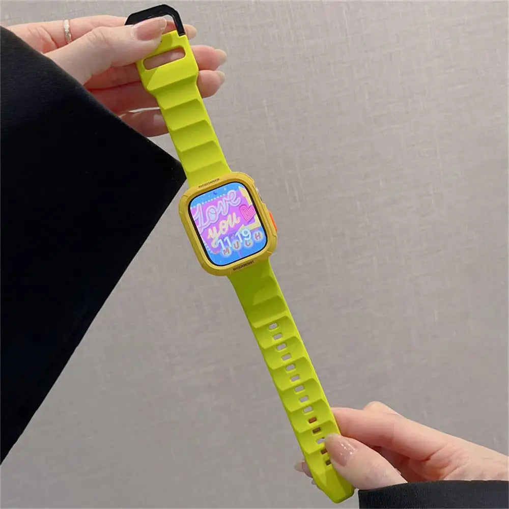 Liquid Silicone Strap + TPU Case for iWatch 10 9 8 SE 7 6 for Apple Watch 42MM 46MM 49MM