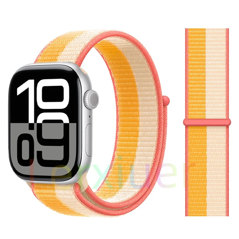 适用于 Apple Watch 46mm 44mm 45mm 40mm 41mm 42mm 的尼龙回环表带，适配 iWatch 系列 11 10 9 SE 8 7 6 5 4 Ultra 3 2 49mm