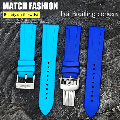 Bracelet de montre en caoutchouc fluoré FKM à dégagement rapide, 21mm 22mm, pour Breitling Navitimer Avenger Superocean, bracelet de montre souple coloré