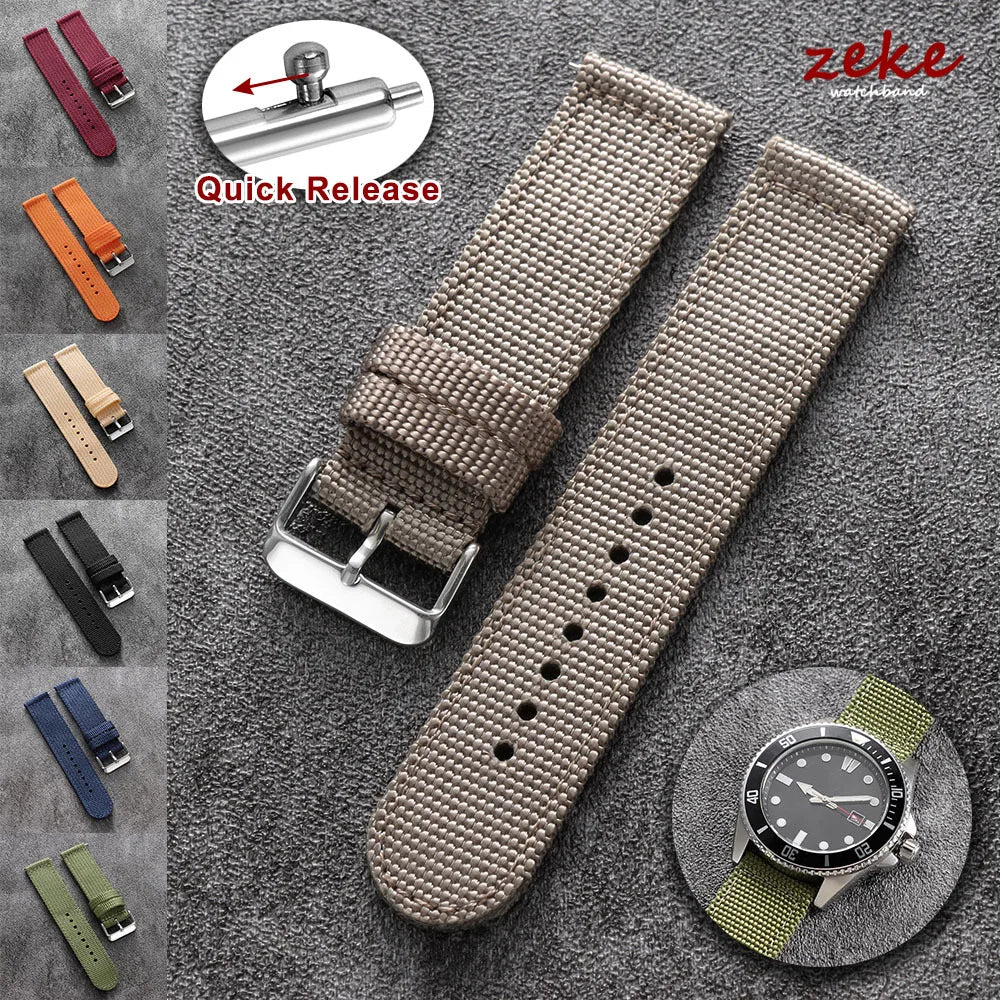 Quick-release canvas watch strap, made of nylon, 18mm, 20mm, 22mm, 24mm, for men and women, replacement straps for smartwatch accessories
