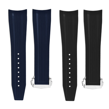 Bracelet en caoutchouc fluoré de haute qualité pour montre Longines Conquest GMT L3.890.4 L3.790.4 L3.830.4 bracelet de montre FKM à extrémité incurvée