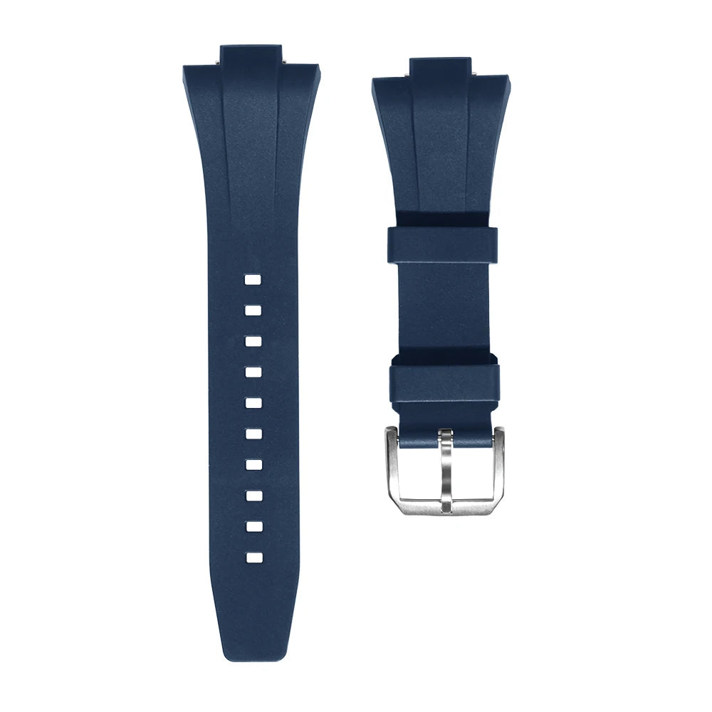Ajustement parfait pour le bracelet en caoutchouc Tissot PRX 40 FKM avec fermoir à ardillon argenté - 12 mm pour les bracelets de montre Powermatic 80 (unisexe)