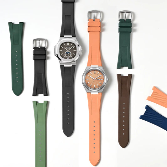 12x25mm pour citoyen AW0130-85X/A/Z fluororubber FKM bracelet de montre en acier inoxydable boucle bracelet de montre pour PATEK PHILIPPE