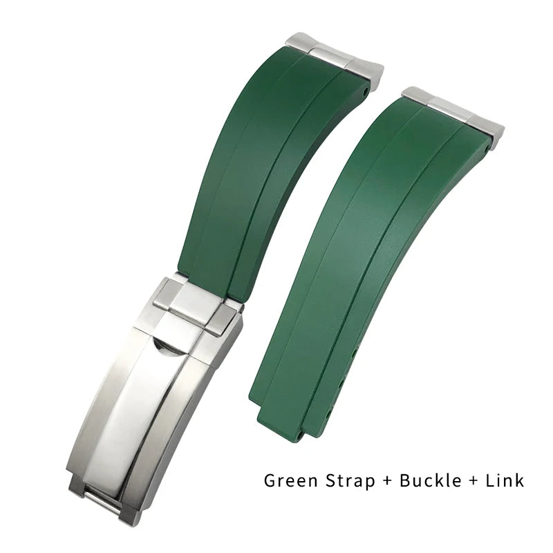 Correa de reloj de caucho para Rolex DayRequiSubmariner, correa de silicona estilo Oysterflex, cierre desplegable, 20 mm, 21 mm, 19 mm, 18 mm