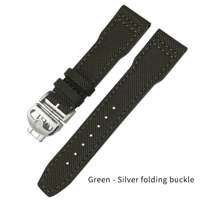 Bracelet de montre en Nylon et cuir de vache, 20mm 21mm, gaufrage en cuir véritable, vert et bleu, remplacement pour accessoires de la série pilote IWC