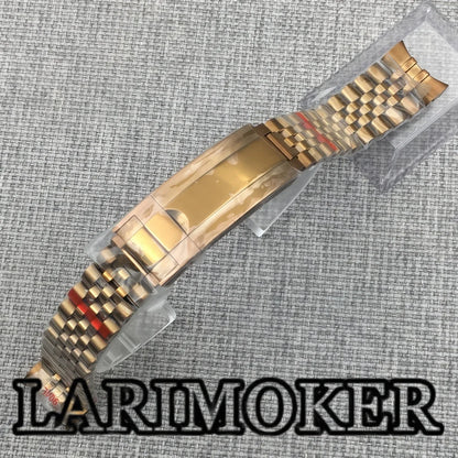 LARIMOKER 20mm 904L bracelet solide en acier inoxydable Bronze bracelet de montre boucle pliante huîtres/jubilé bracelet pour hommes