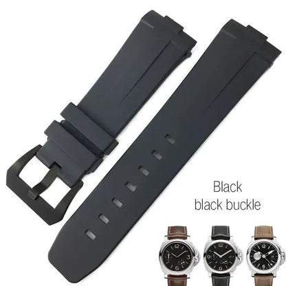 Bracelet de montre en caoutchouc naturel à extrémités courbes, 24mm, pour Panerai LUMINOR PAM00357 00111 01312, bracelet de montre en Silicone, outils gratuits