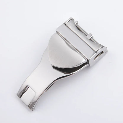 316L Stainless Steel 18mm Deployment Clasp Watch Buckle for Tudor Strap, Leather Rubber Band Replacement Silver Folding Clasp